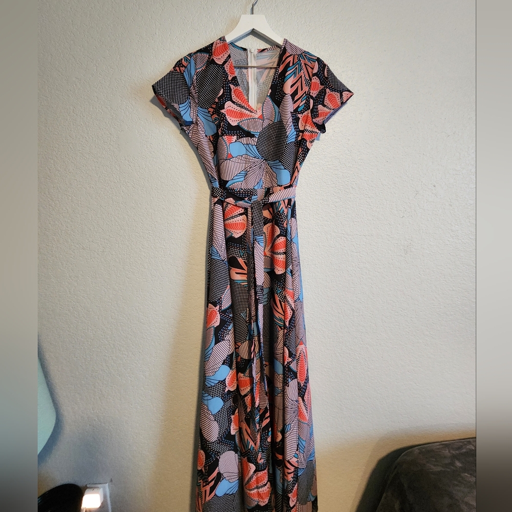 Abstract floral print maxi dress